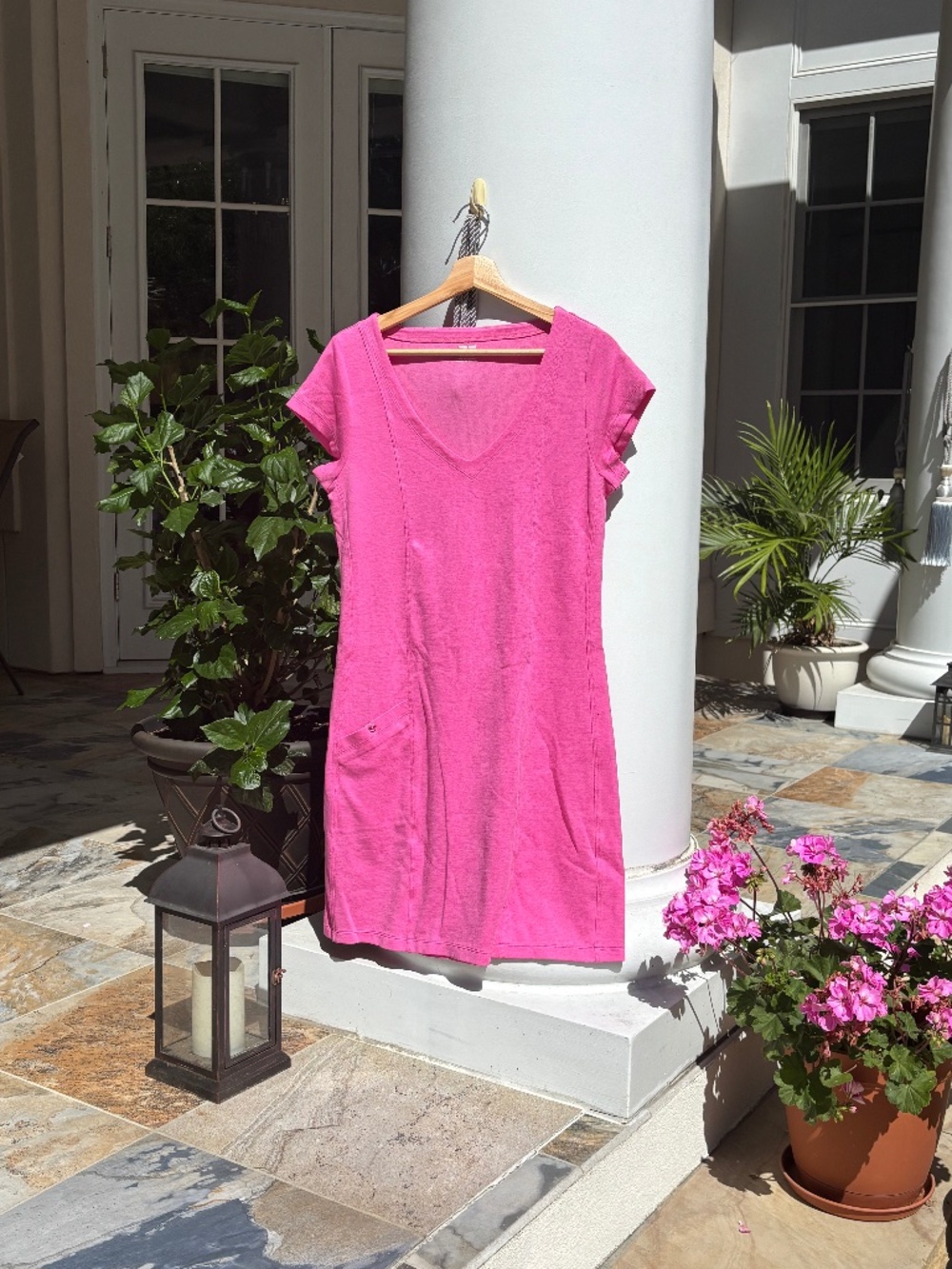 Horny Toad Women's Cap Sleeve Flexcell Shift Dress Solid Pink Size Medium NWOT